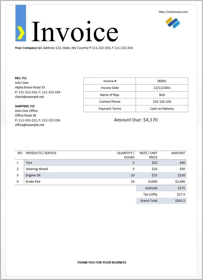 Free Invoice Template For Mac Os X
