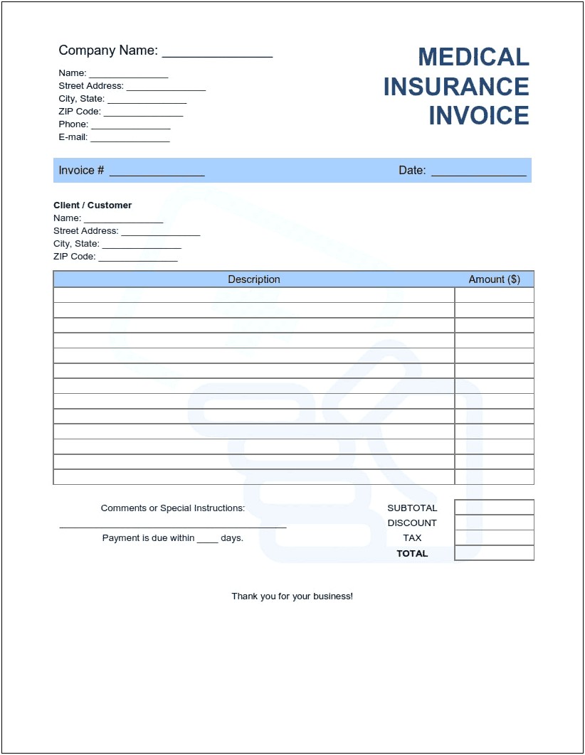 Free Invoice Template For Medical Records