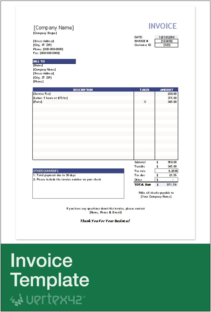 Free Invoice Template For Microsoft Word 2003