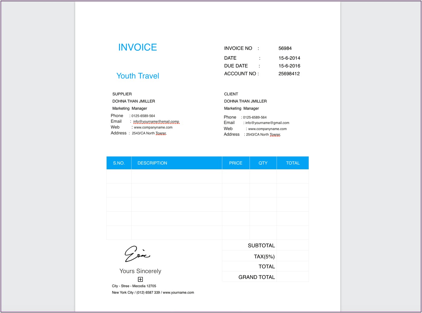 Free Invoice Template For Pages Ipad