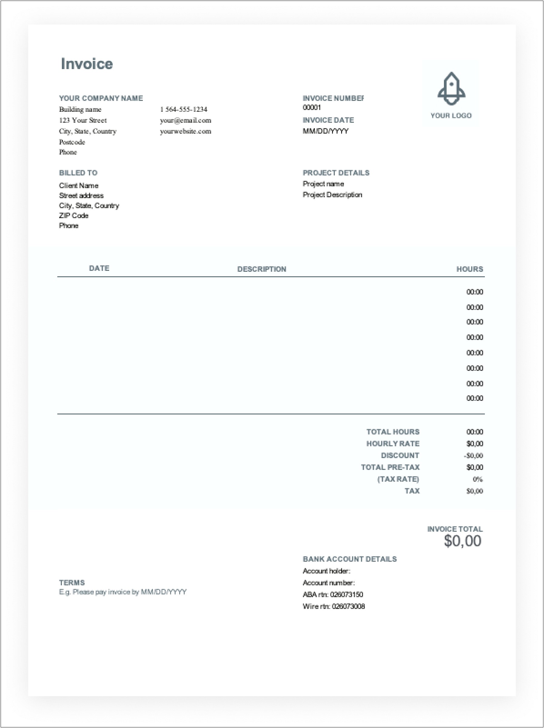 Free Invoice Template For Windows 8