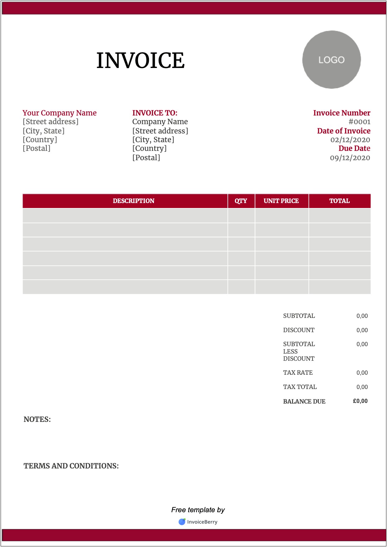 Free Invoice Template For Word Mac