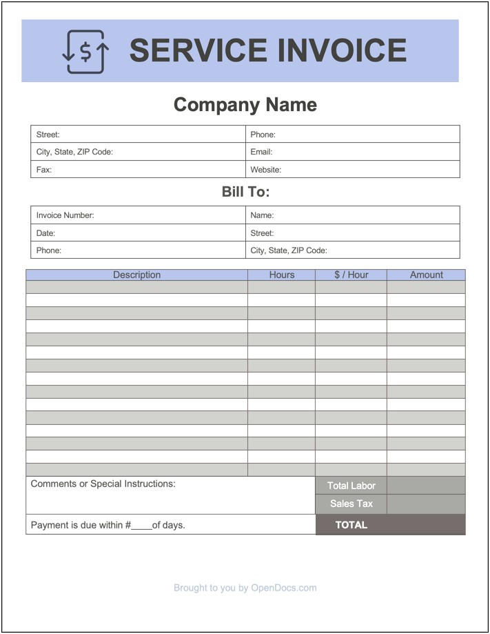 Free Invoice Template To Download For Word