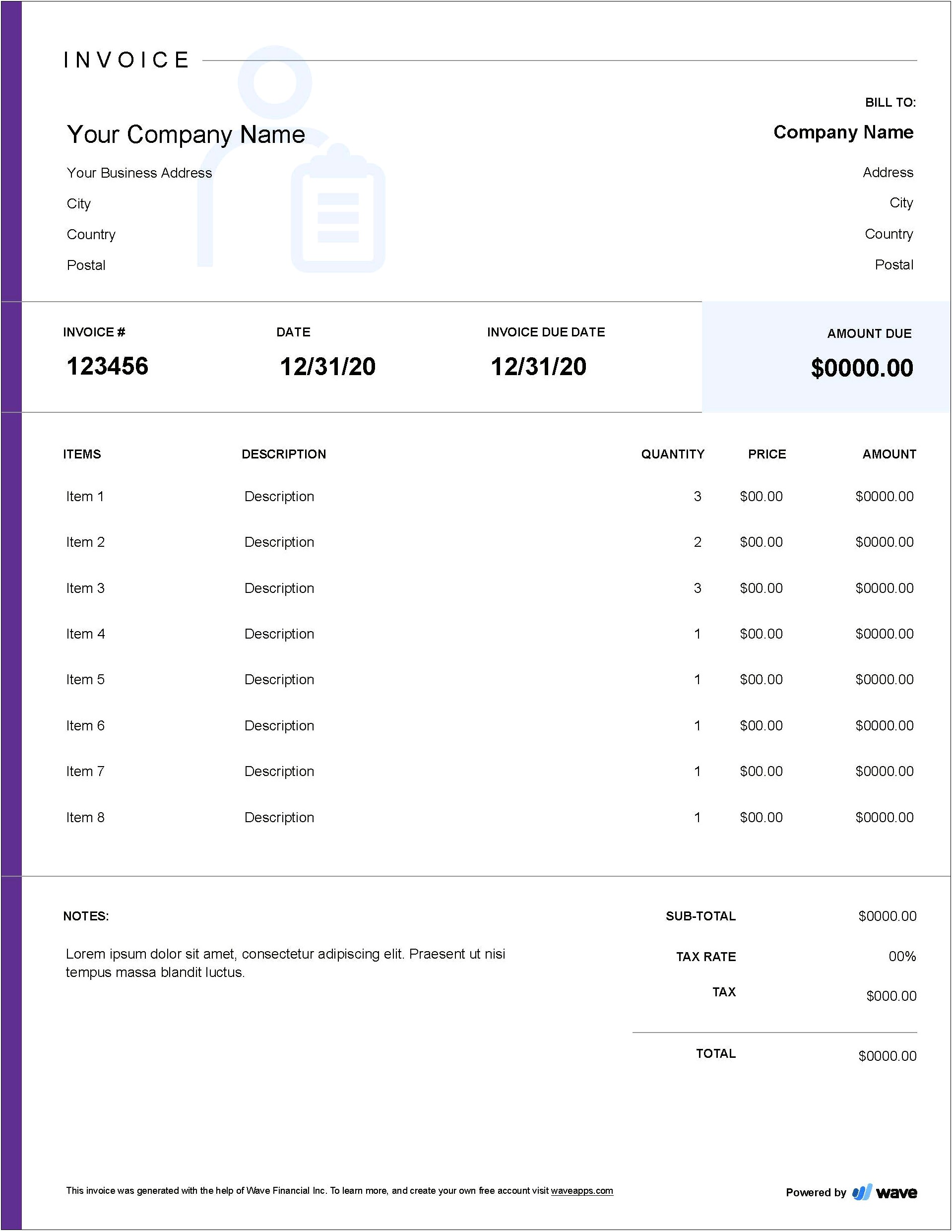Free Invoice Template To Download Uk