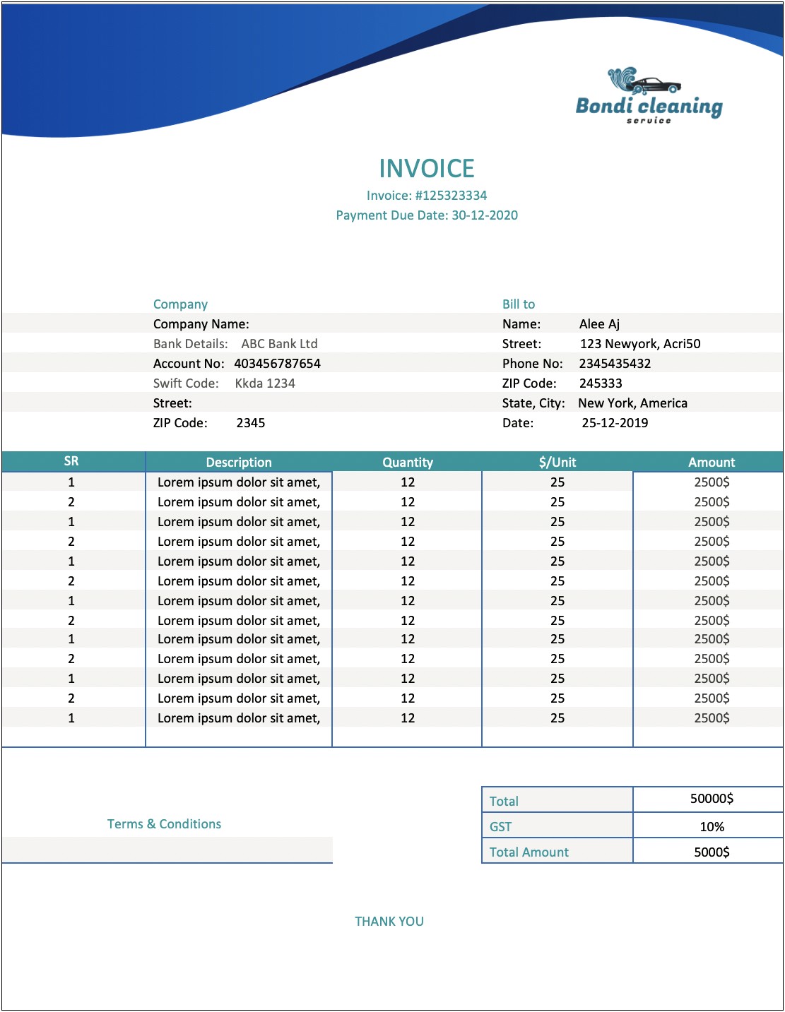 Free Invoice Template With Gst Australia