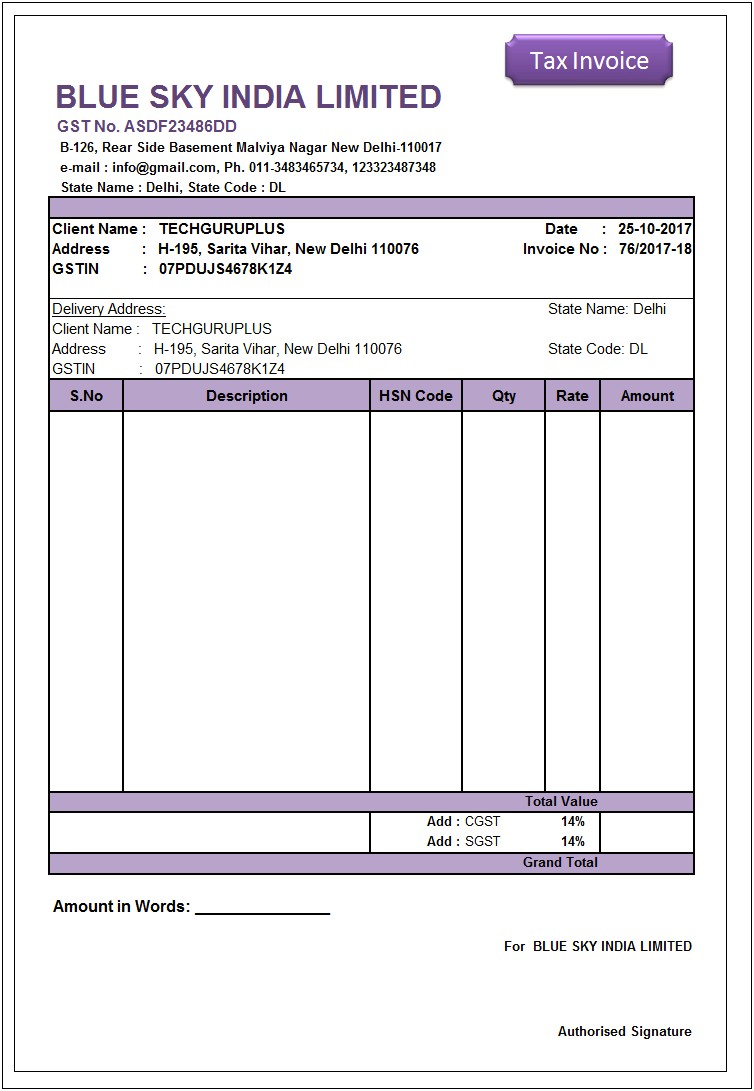 Free Invoice Templates For Excel Files Contemporary
