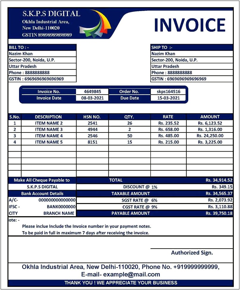 Free Invoice Templates For Excel Files