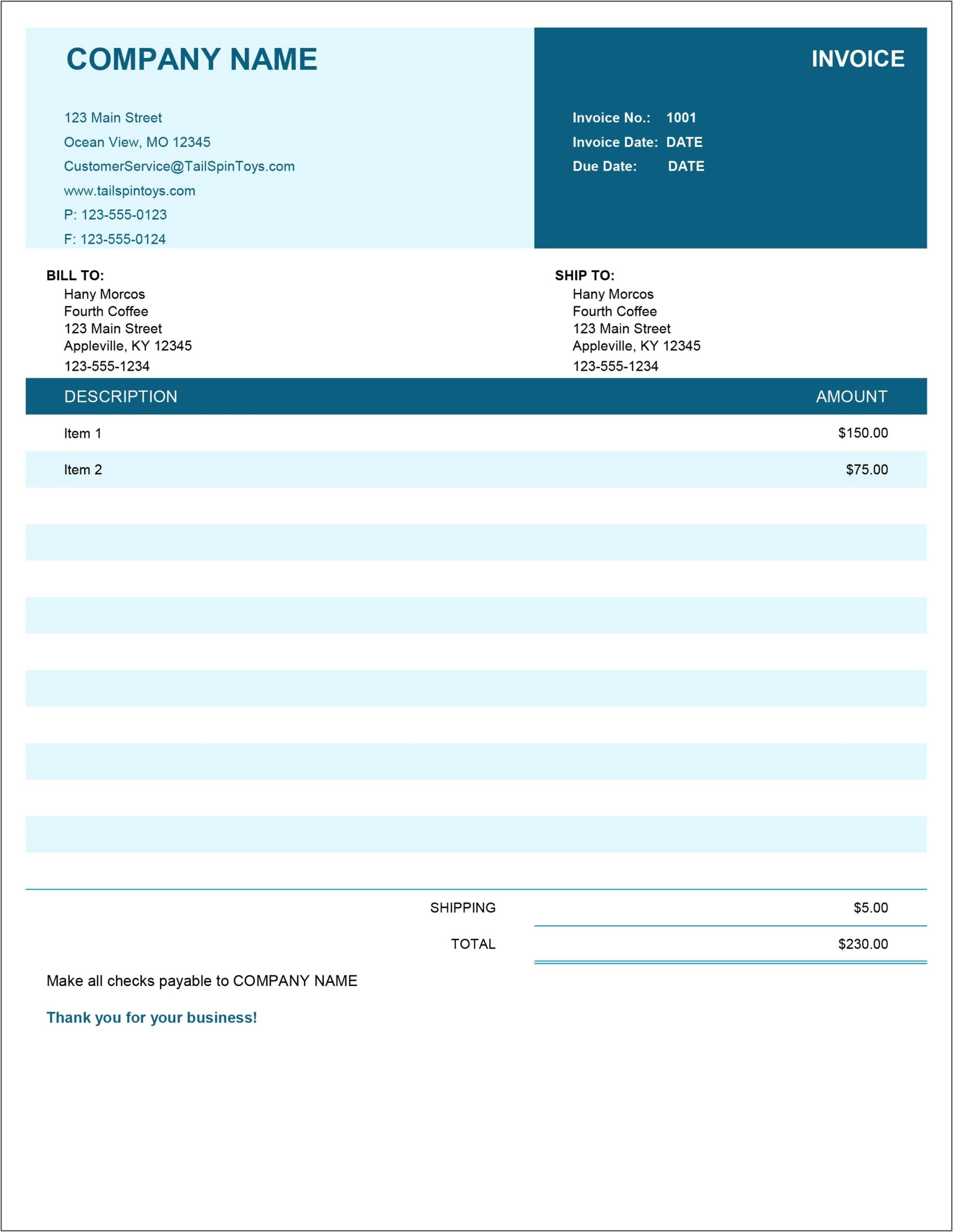 Free Invoice Templates For Mac Os X