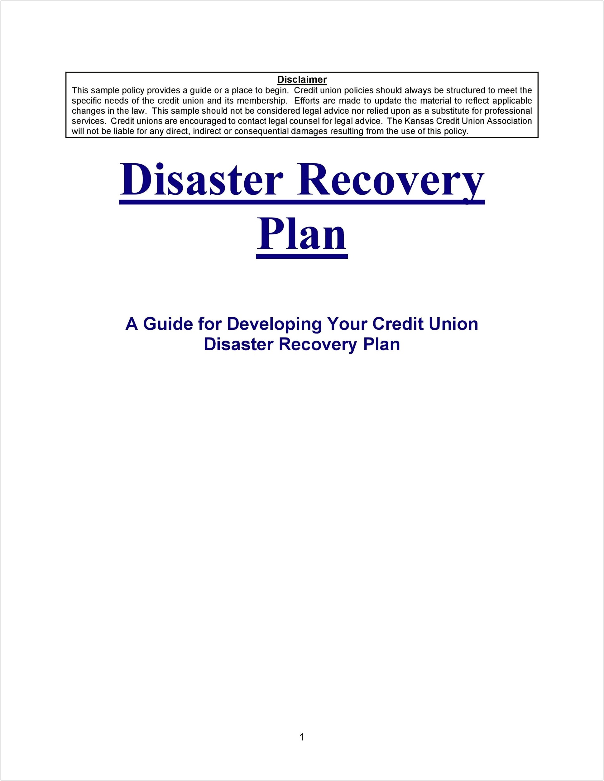 Free It Disaster Recovery Plan Template