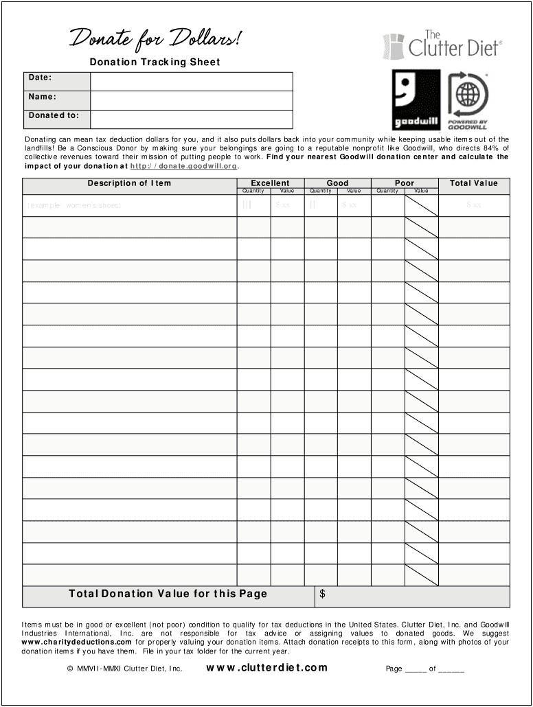 Free Itemized Donation Receipt Excel Template
