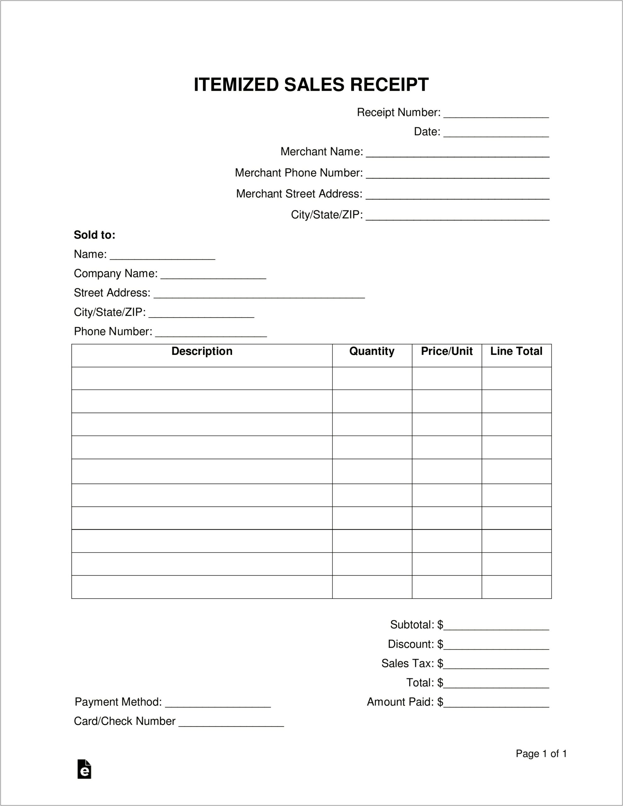Free Itemized Receipt Template For Dental