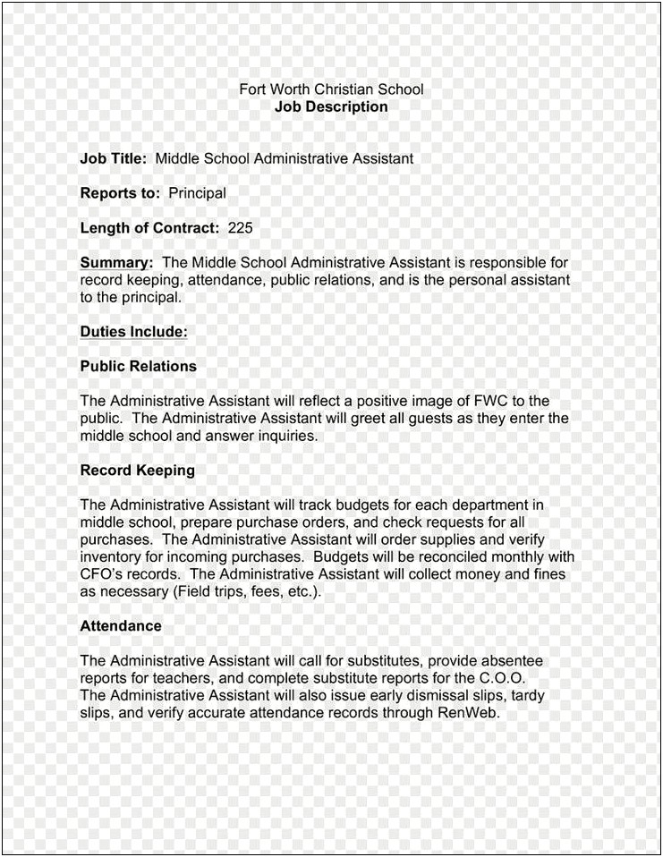 Free Job Description Template For Administrative Assistant