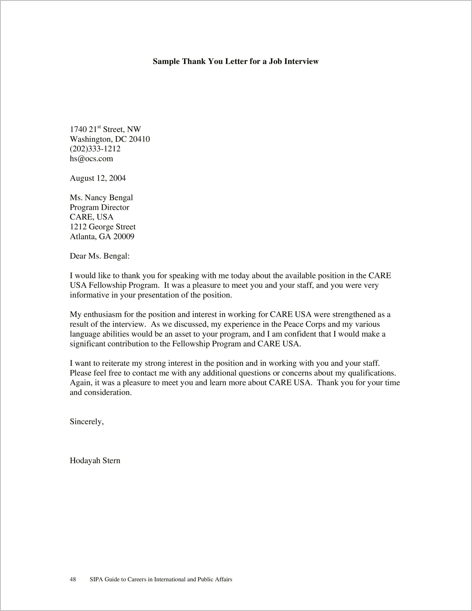 Free Job Interview Thank You Letter Templates