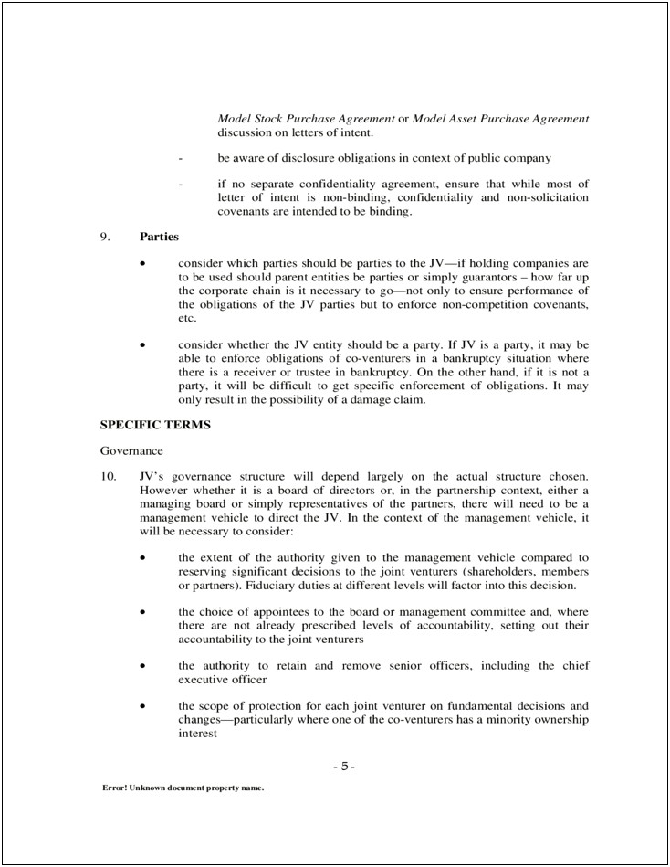 Free Joint Venture Partnership Agreement Template
