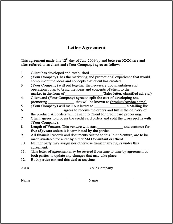 Free Joint Venture Proposal Letter Template