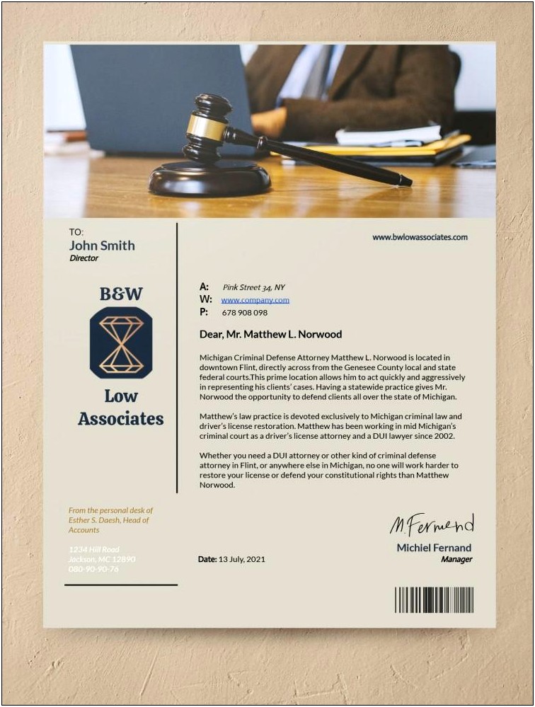 Free L On Line Law Firm Letterhead Templates