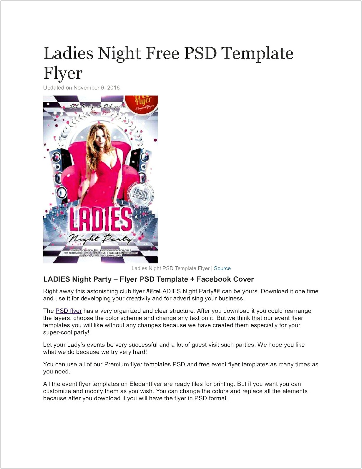 Free Ladies Night Club Flyer Template Psd