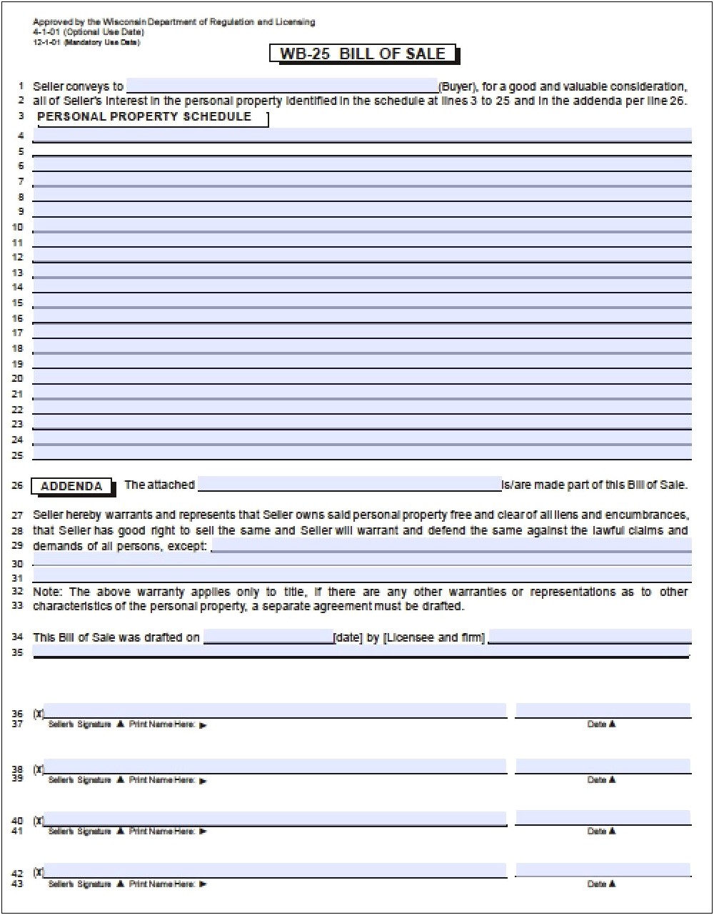 Free Land Bill Of Sale Template
