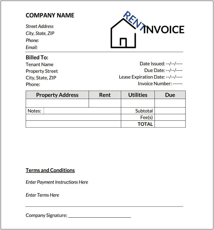 Free Land Rental Billing Or Invoice Template