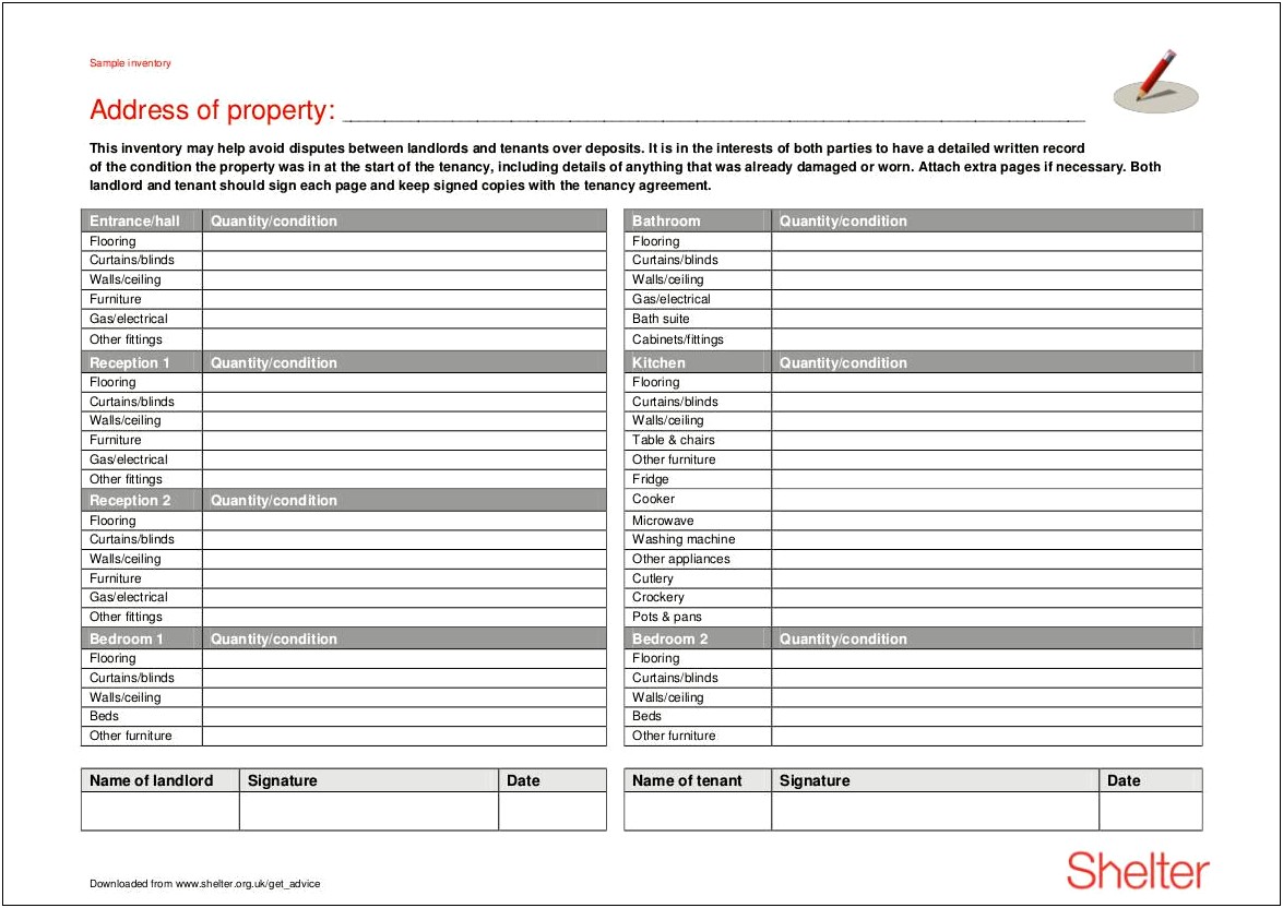 Free Landlord Inventory Template Download For Microsoft Word
