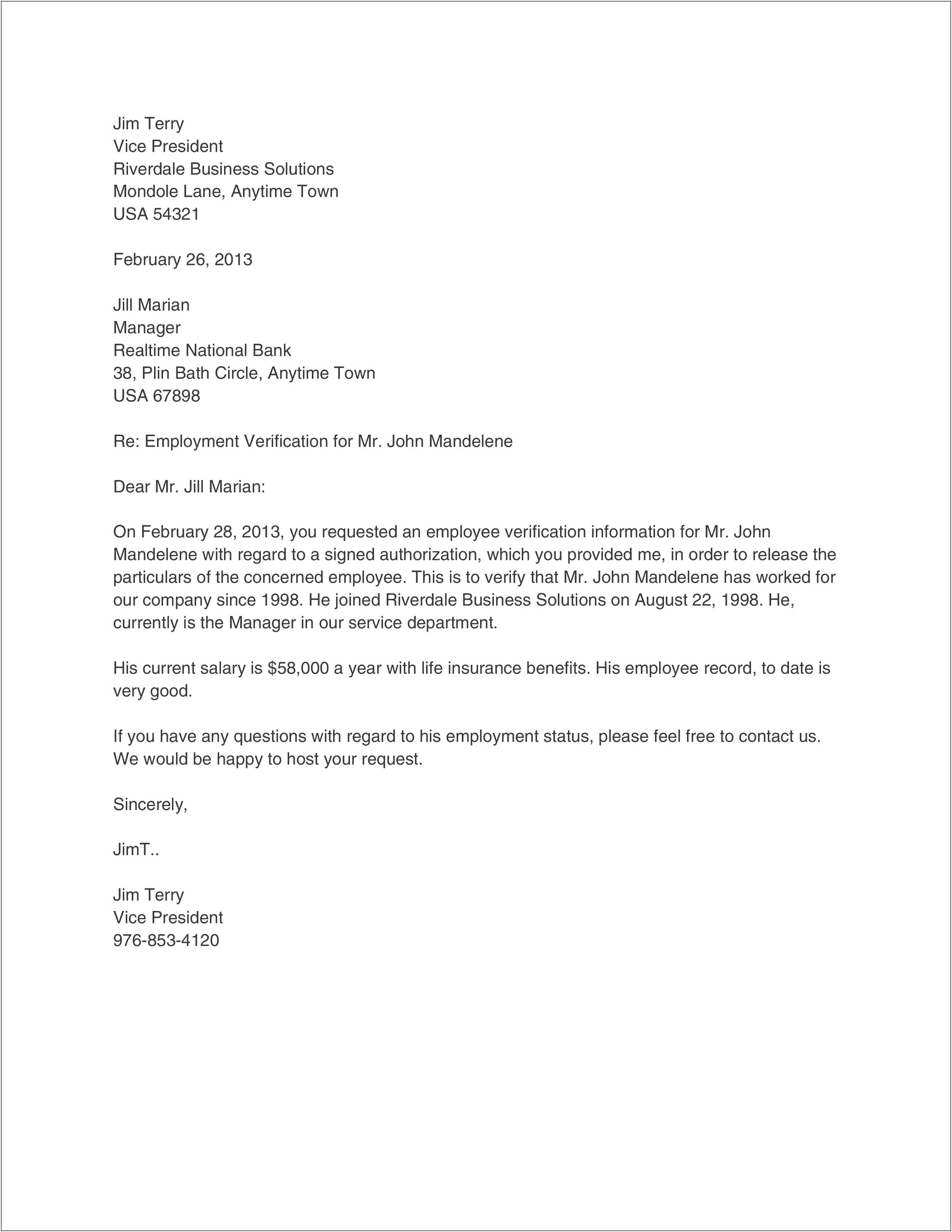 Free Lapsed Of Employment Letter Template