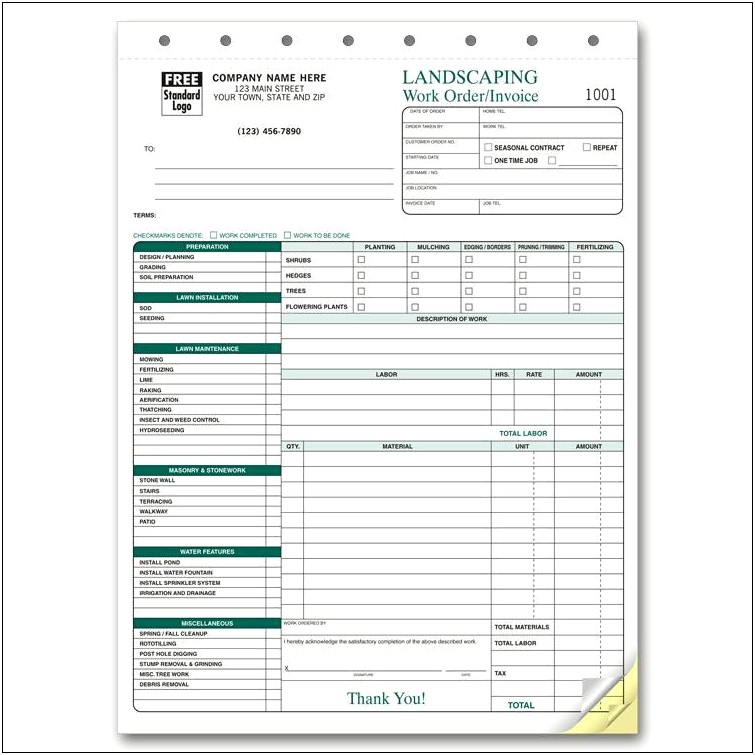 Microsoft Word Free Printable Lawn Care Invoice Template Templates 