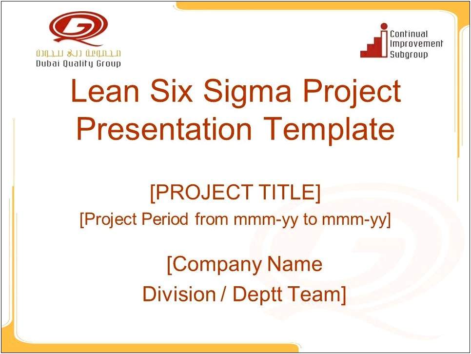 Free Lean Six Sigma Project Charter Template