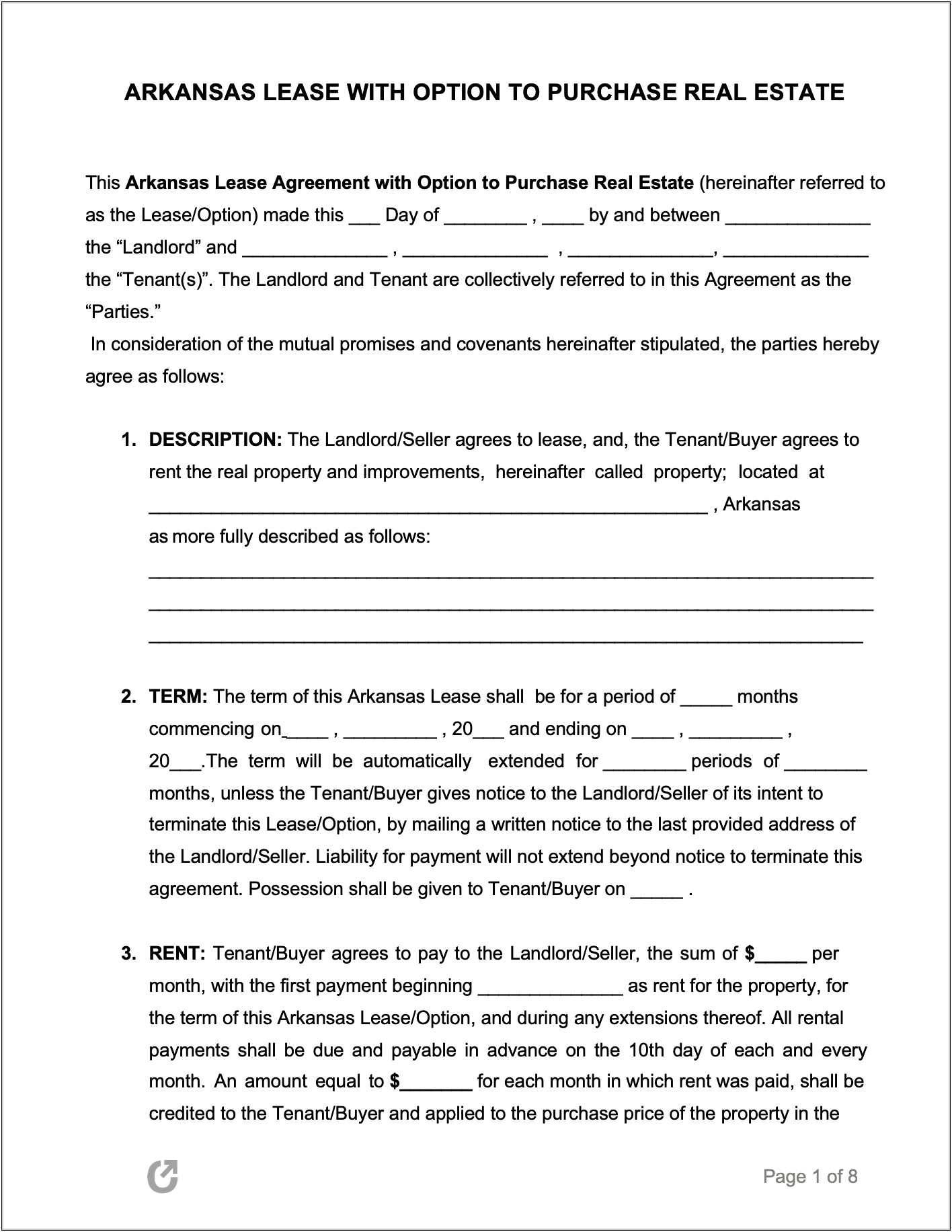 Free Lease To Own Agreement Template