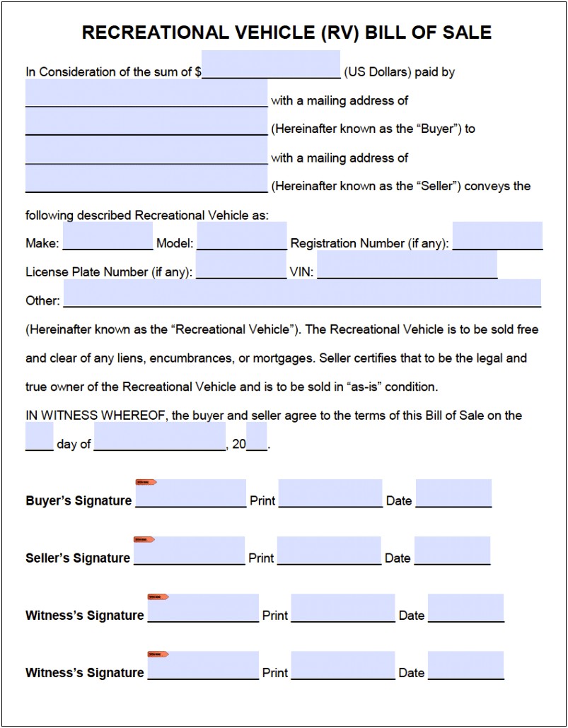 Free Legal Bill Of Sale Template