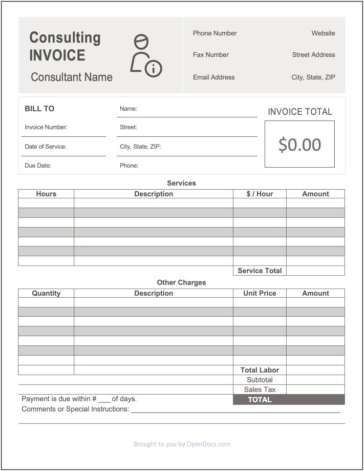 Free Legal Invoice Templates For Excel