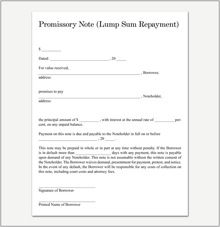 Free Legal Template For Promissory Note