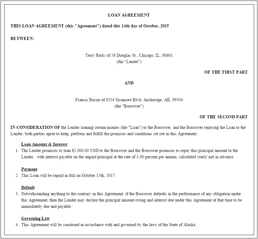 Free Legally Binding Loan Agreement Template