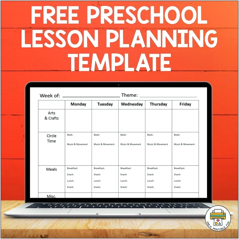 Free Lesson Plan Template For Pre K