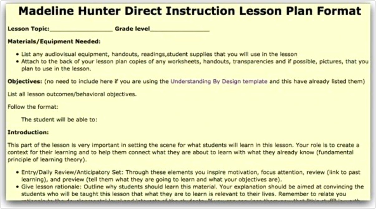 Free Lesson Plan Template Word Document
