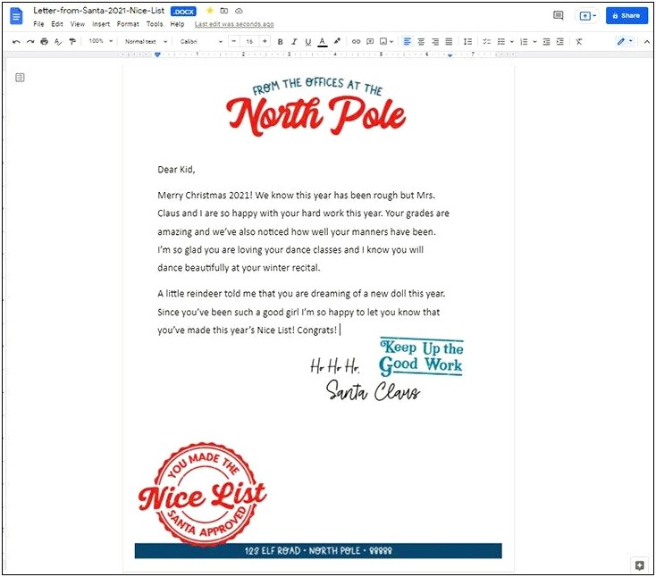Free Letter Background Template North Pole
