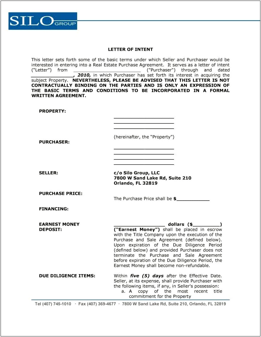 Free Letter Of Intent Template Word