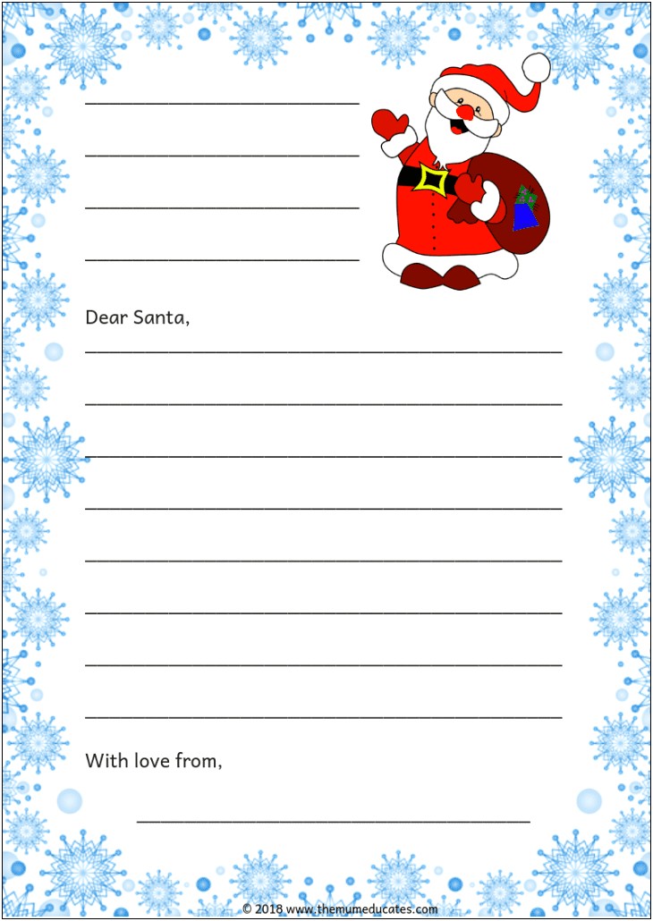 Free Letter To Santa Template Printable
