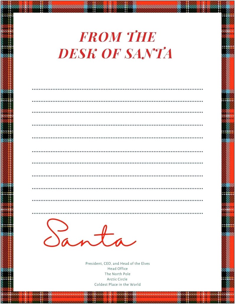 Free Letter To Santa Template Word
