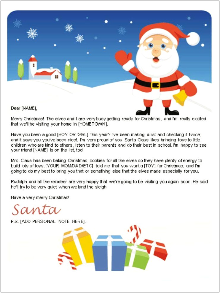 Free Letters From Santa Template 2017