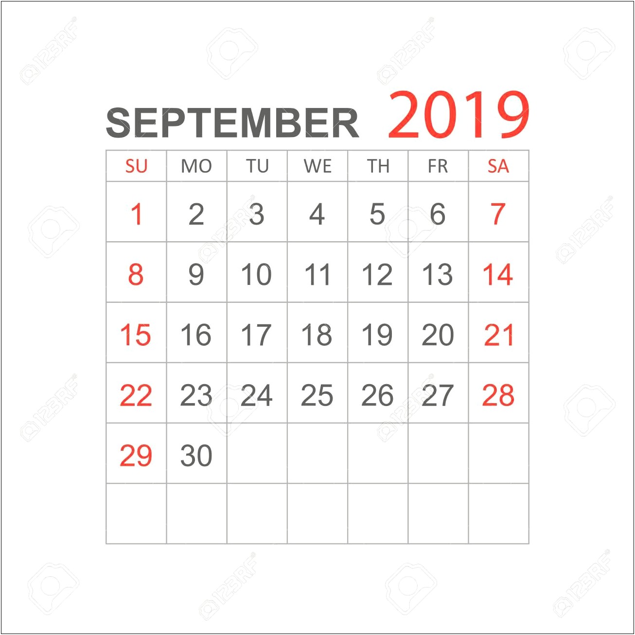 Free Lined Monthly Calendar Template 2019 September