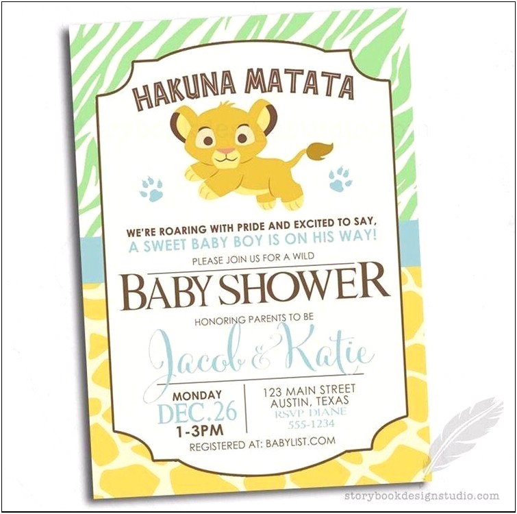 Free Lion King Baby Shower Invitation Templates