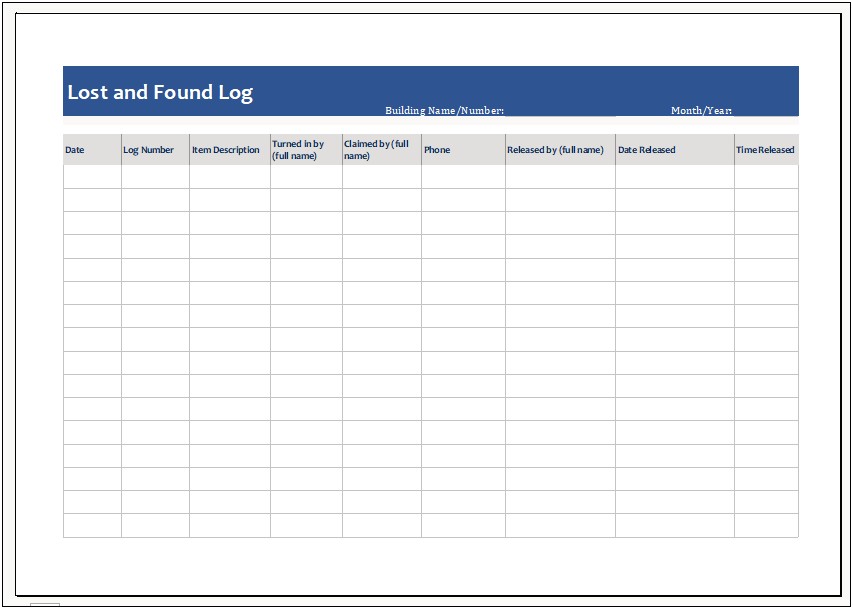 Free Lost And Found Form Template