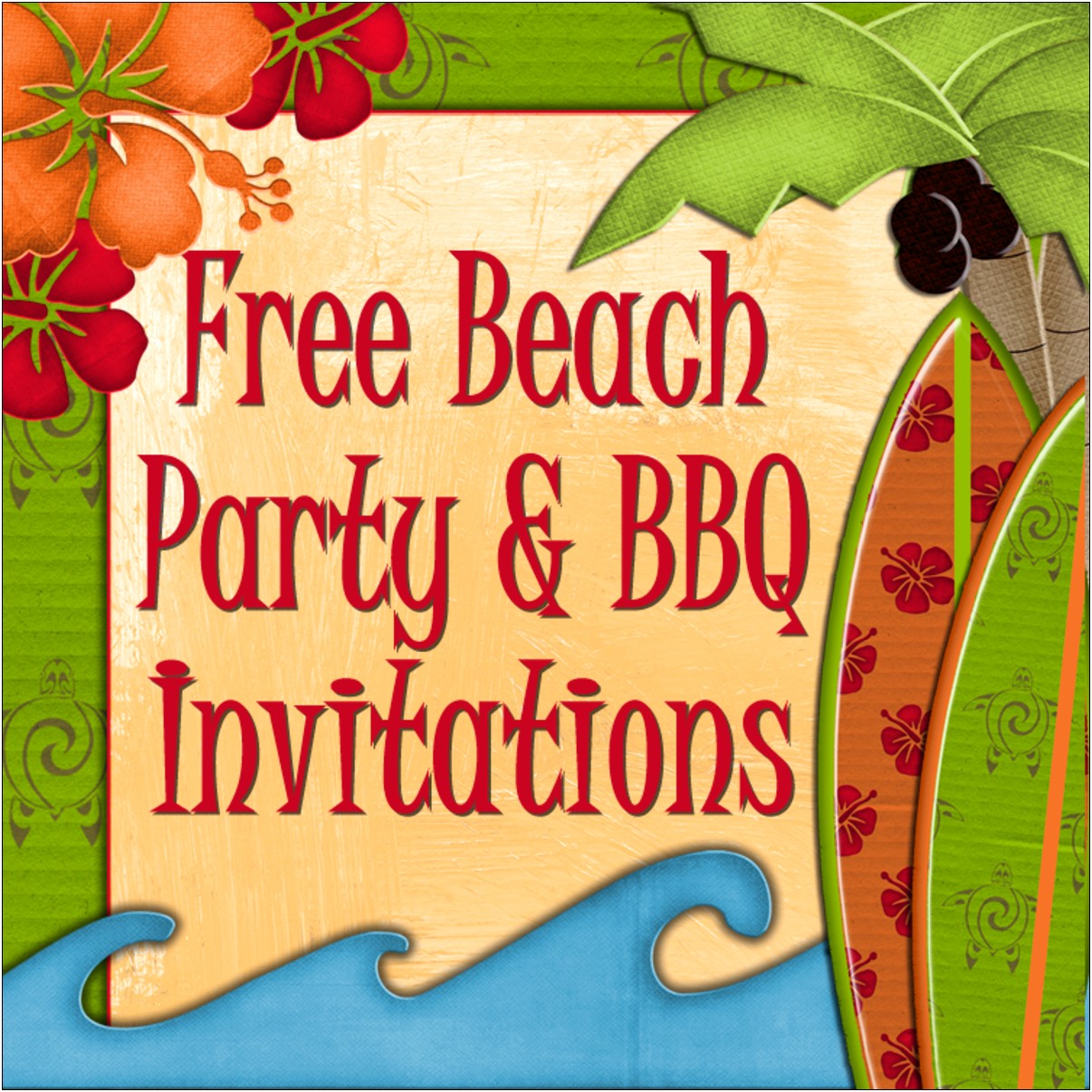 Free Luau Tropical Beach Party Invitation Template