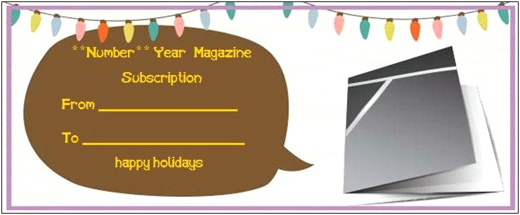 Free Magazine Subscription Gift Certificate Template