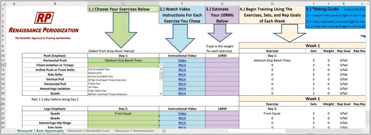 Free Male Physique Training Template Excel