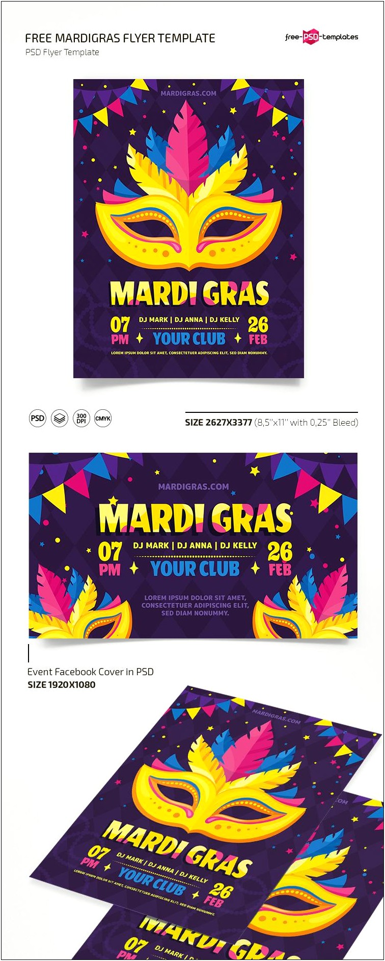 Free Mardi Gras Flyer Psd Template