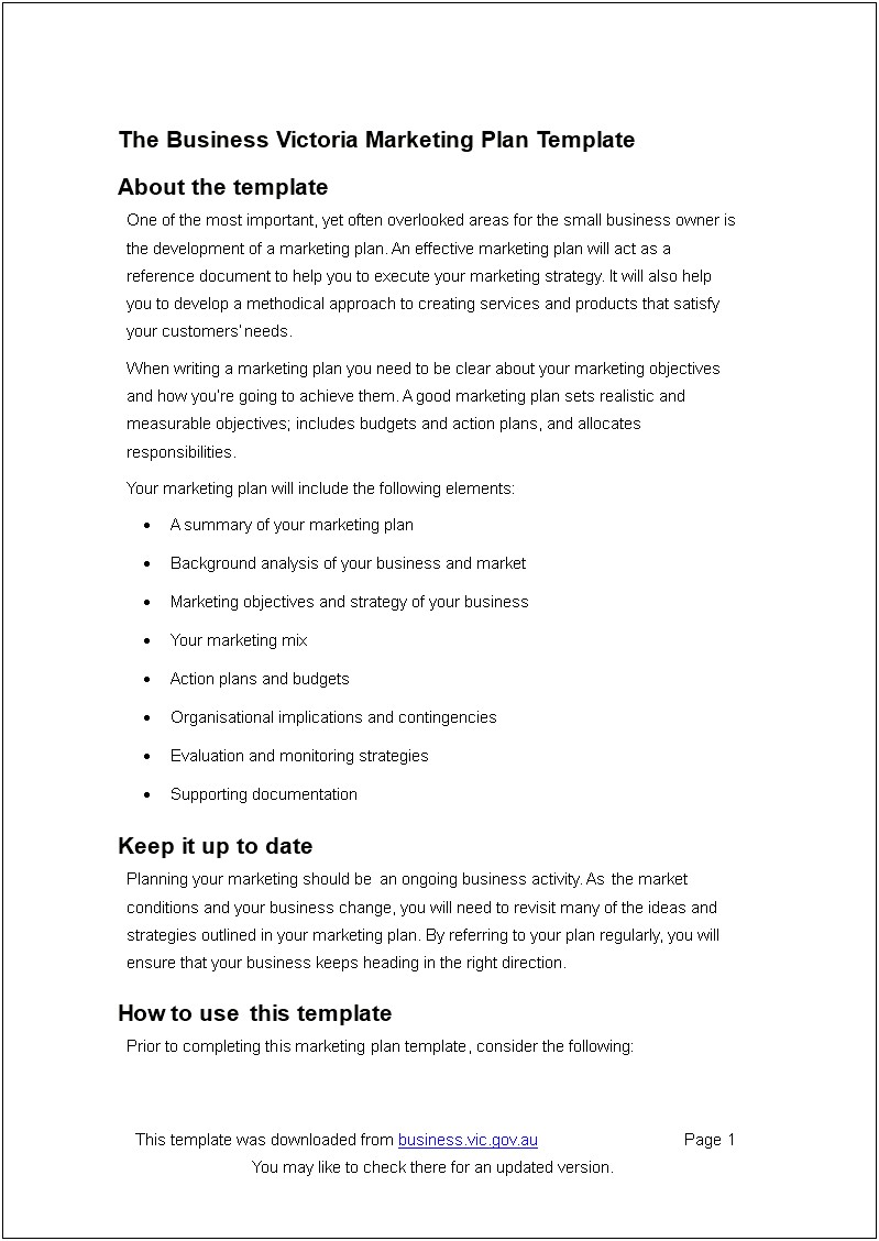 Free Marketing Plan Template I Think Business