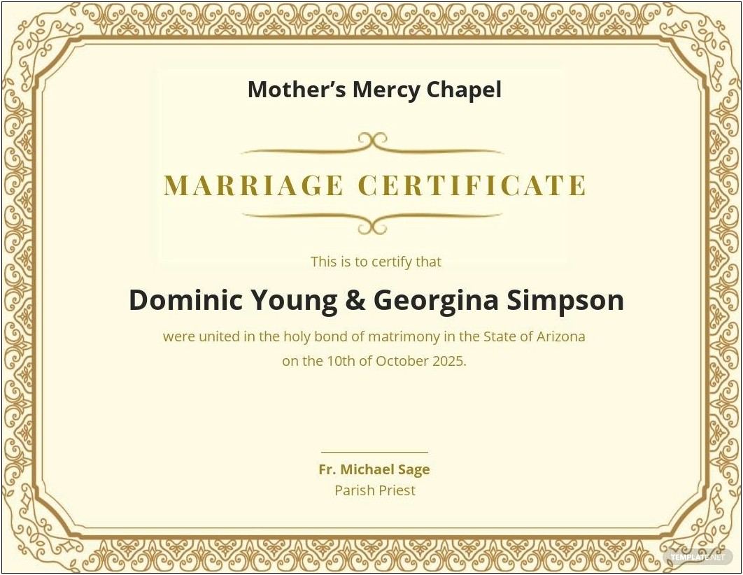 Free Marriage Certificate Template Microsoft Word