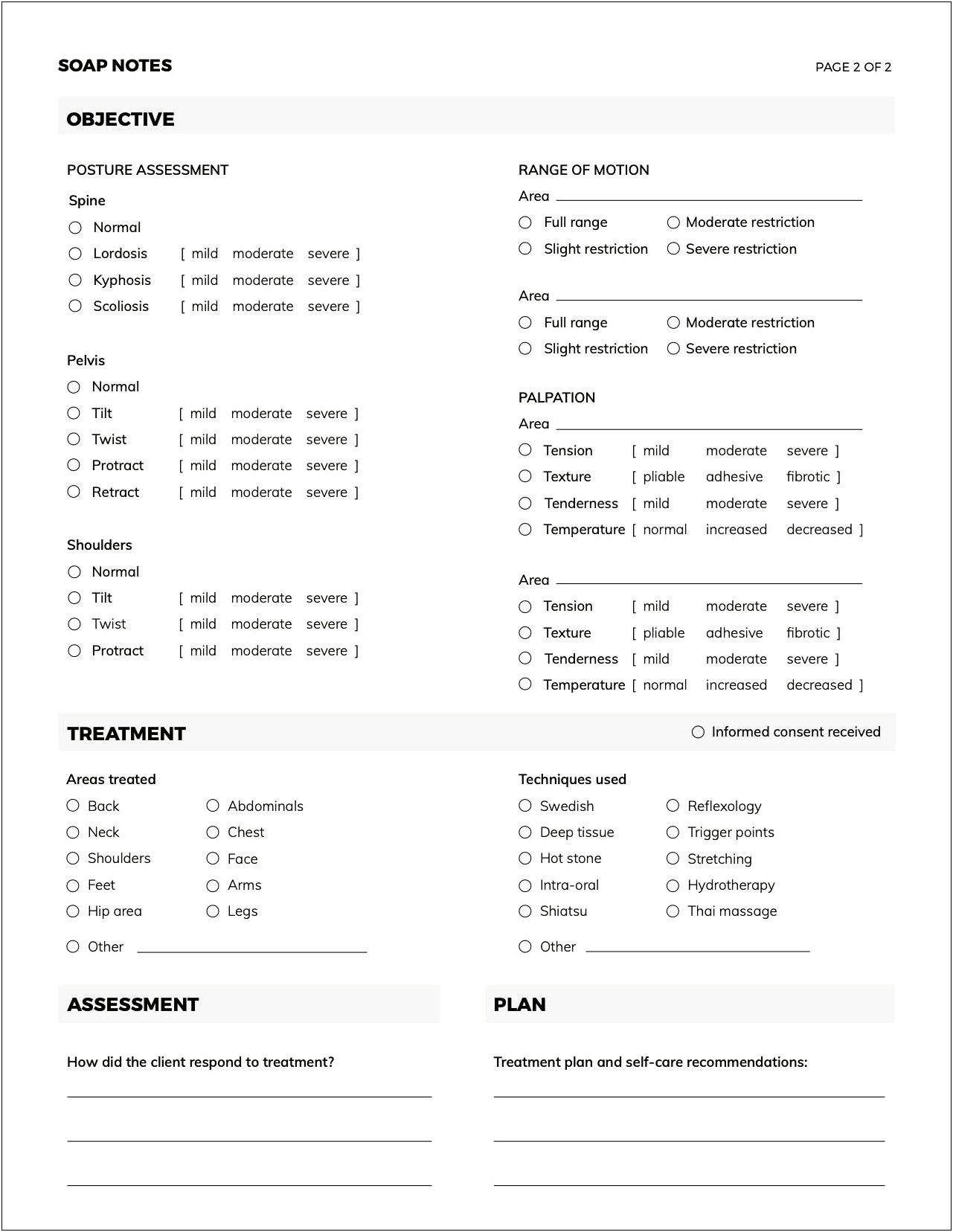 Free Massage Therapy Soap Note Template
