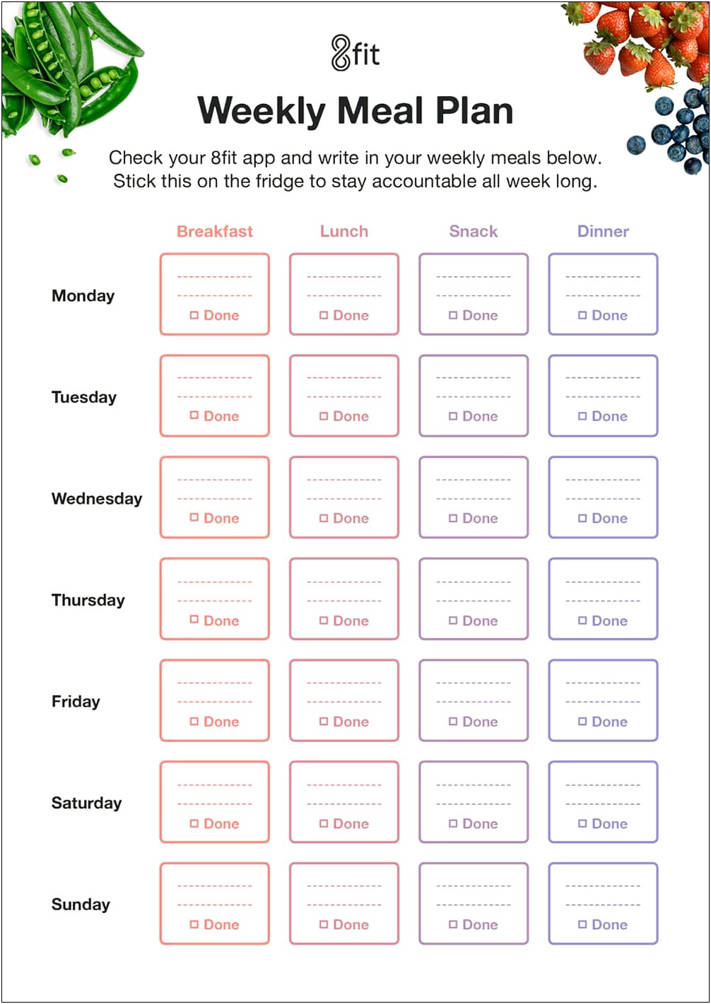 Free Meal Planner Template For Weight Loss